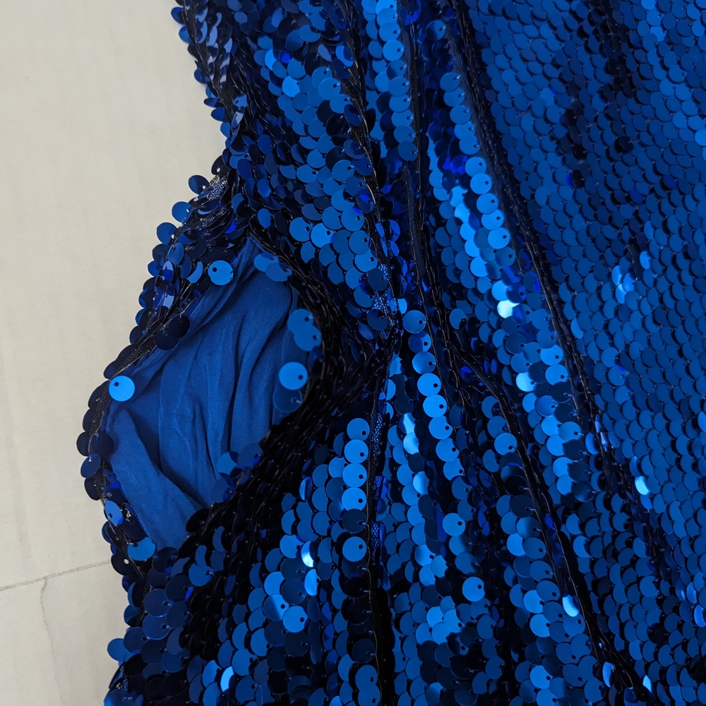 Maeve Antropologie Emmy Mini Dress Blue Sequins Swing Cocktail Party Size S NWT - Picture 8 of 12